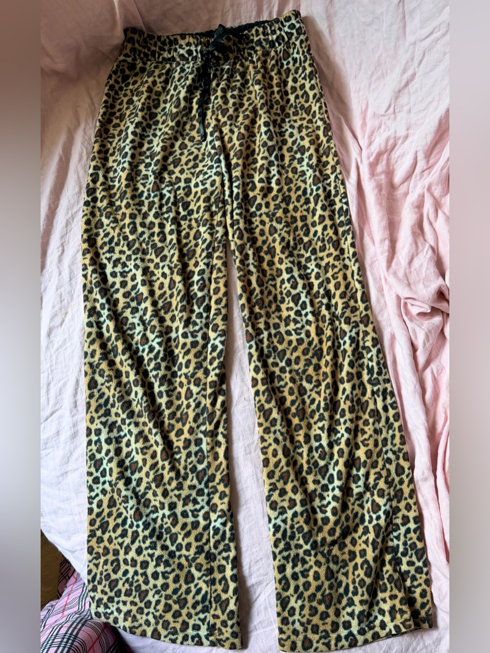 Y2K La vie en rose luxurious Leopard print pj pants fleece